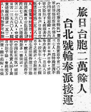 聯軍總部統計滯日台灣人為 45,720 人，已遣送返台後只剩下 13,960 人。／圖：邱國禎提供